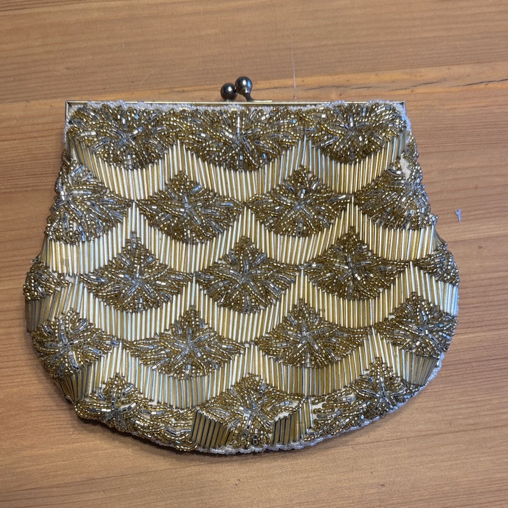 Vintage Gold Beaded Clutch